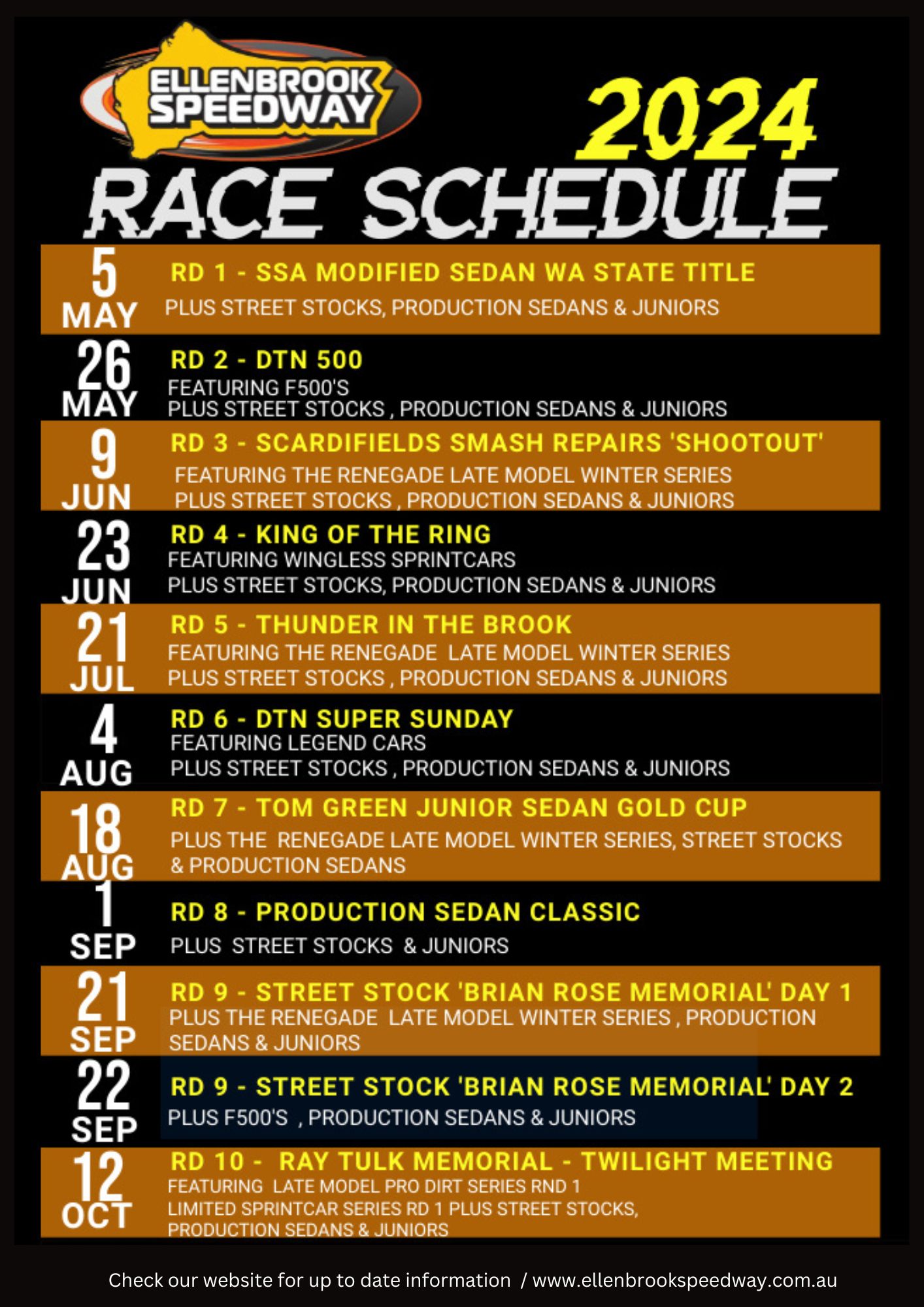 Calendar Ellenbrook Speedway